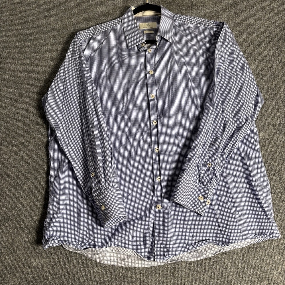 CXL by Christian Lacroix Dress Shirt Men's XL Blue & White Micro Gingham